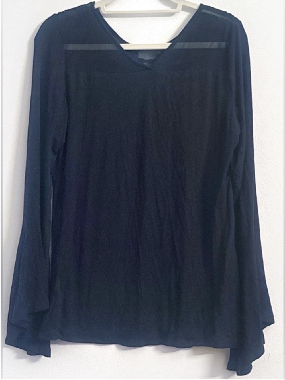 Midnight Velvet Women's Black Lace Sheer Sleeve Blouse Dressy Size Large - Picture 3 of 5